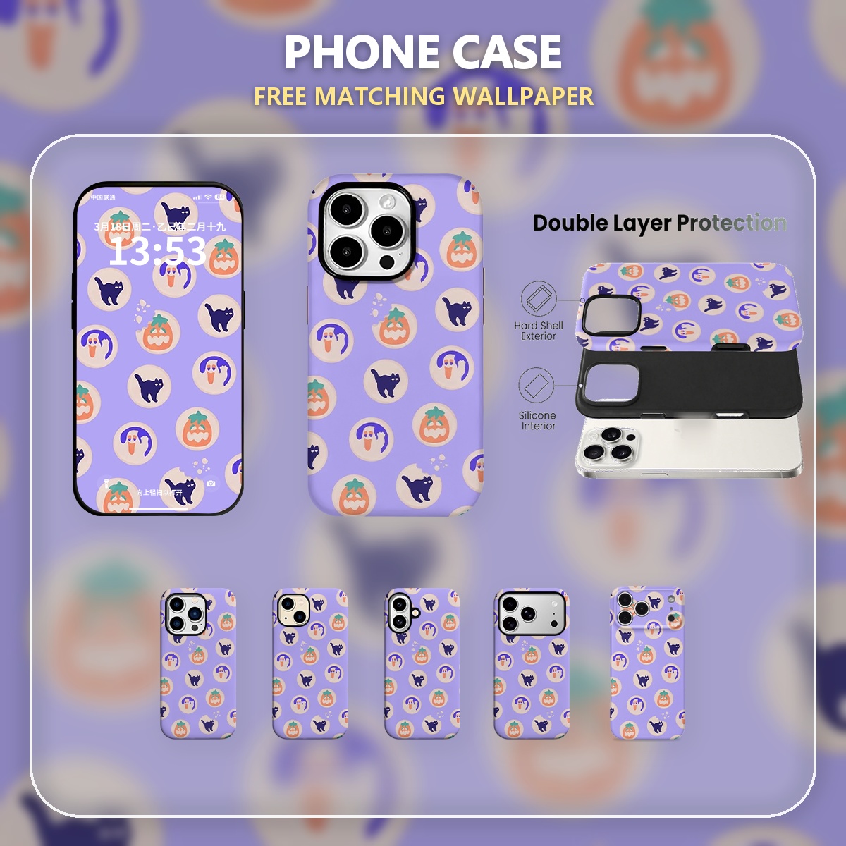 Mini Pc Case - Casing Ponsel Pola Ikon Halloween Lucu